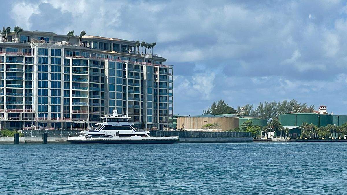 On luxurious Fisher Island, giant fuel containers hold the sustenance for PortMiami among residential buildings on May 21, 2026. On luxurious Fisher Island, giant fuel containers hold the sustenance for PortMiami among residential buildings on May 21, 2026.